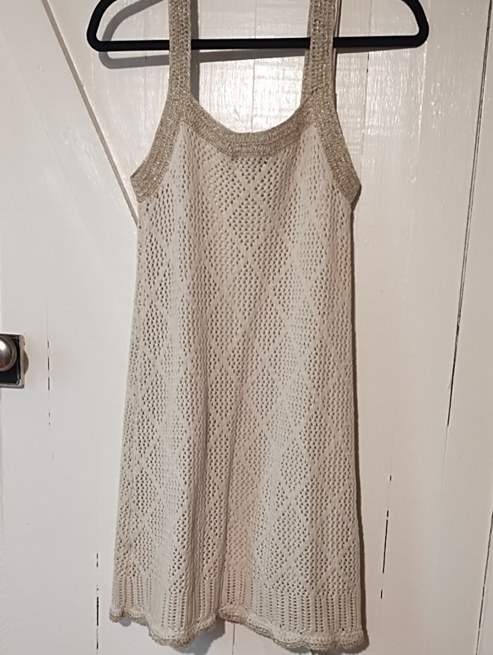 VENUS Cream Crochet Midi Tank Dress Like New Small Crochet.